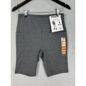 RBX Hat Biker Shorts Womens Medium Gray 9 Inch Inseam Cotton Spandex Pockets